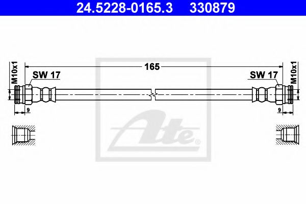 ATE 24.5228-0165.3 Тормозной шланг для FIAT 500 C (Фиат 500 c) ATE 24.5228-0165.3 Тормозной шланг для FIAT 500 C (Фиат 500 c)