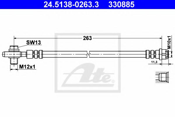ATE 24.5138-0263.3 Тормозной шланг для SEAT EXEO (Сеат Эxэо) ATE 24.5138-0263.3 Тормозной шланг для SEAT EXEO (Сеат Эxэо)