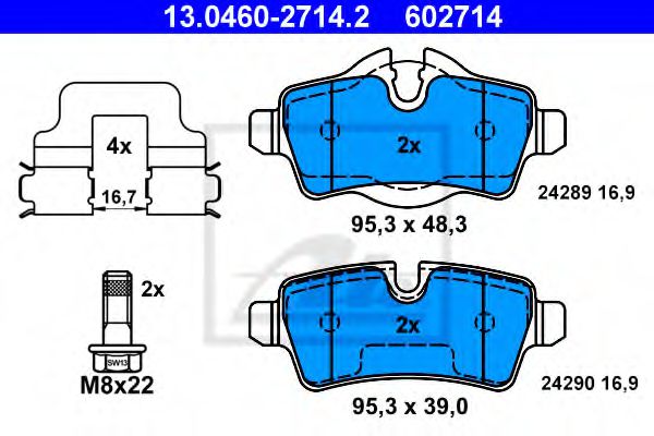 ATE 13.0460-2714.2 Тормозные колодки для MINI MINI CLUBVAN (Мини Мини cлубvан) ATE 13.0460-2714.2 Тормозные колодки для MINI MINI CLUBVAN (Мини Мини cлубvан)