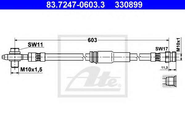 ATE 83.7247-0603.3 Тормозной шланг для VOLKSWAGEN CC (Фольксваген Cc) ATE 83.7247-0603.3 Тормозной шланг для VOLKSWAGEN CC (Фольксваген Cc)