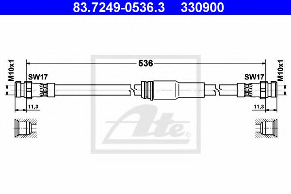 ATE 83.7249-0536.3 Тормозной шланг для VOLKSWAGEN CC (Фольксваген Cc) ATE 83.7249-0536.3 Тормозной шланг для VOLKSWAGEN CC (Фольксваген Cc)