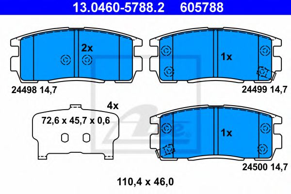 ATE 13.0460-5788.2 Тормозные колодки для CHEVROLET CAPTIVA (Шевроле Каптива) ATE 13.0460-5788.2 Тормозные колодки для CHEVROLET CAPTIVA (Шевроле Каптива)