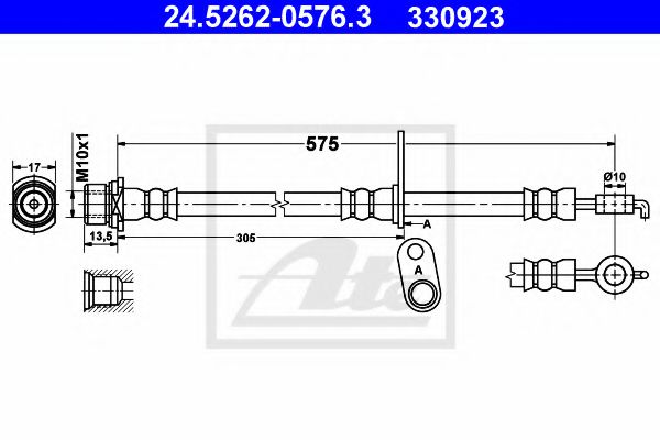 ATE 24.5262-0576.3 Тормозной шланг для TOYOTA (Тойота/тоета) ATE 24.5262-0576.3 Тормозной шланг для TOYOTA (Тойота/тоета)