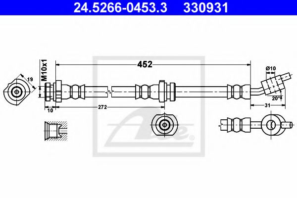 ATE 24.5266-0453.3 Тормозной шланг для NISSAN (Ниссан) ATE 24.5266-0453.3 Тормозной шланг для NISSAN (Ниссан)