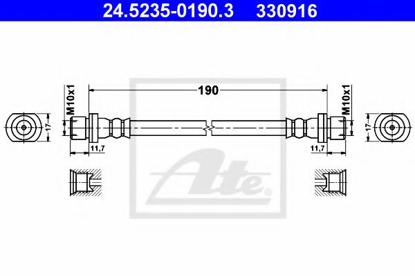 ATE 24.5235-0190.3 Тормозной шланг для TOYOTA PICNIC (Тойота/тоета Пикник) ATE 24.5235-0190.3 Тормозной шланг для TOYOTA PICNIC (Тойота/тоета Пикник)