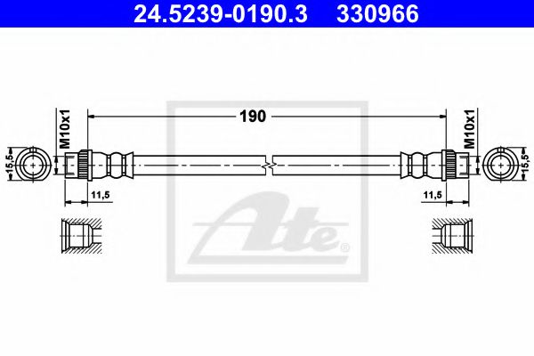 ATE 24.5239-0190.3 Тормозной шланг для CITROËN C-ELYSEE (CитроËн С-элизе (Елесей)) ATE 24.5239-0190.3 Тормозной шланг для CITROËN C-ELYSEE (CитроËн С-элизе (Елесей))