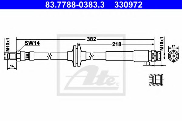 ATE 83.7788-0383.3 Тормозной шланг для VOLVO S40 II (Вольво S40 2) ATE 83.7788-0383.3 Тормозной шланг для VOLVO S40 II (Вольво S40 2)