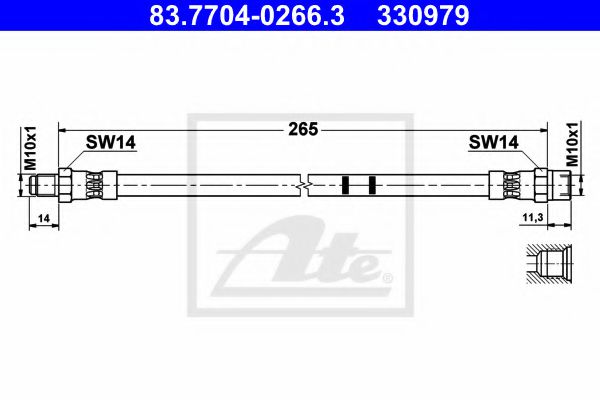 ATE 83.7704-0266.3 Тормозной шланг для VOLVO XC90 I (Вольво Xc90 1) ATE 83.7704-0266.3 Тормозной шланг для VOLVO XC90 I (Вольво Xc90 1)