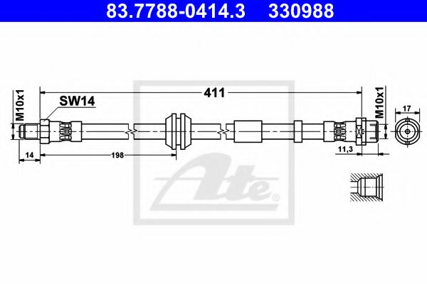 ATE 83.7788-0414.3 Тормозной шланг для VOLVO S40 II (Вольво S40 2) ATE 83.7788-0414.3 Тормозной шланг для VOLVO S40 II (Вольво S40 2)
