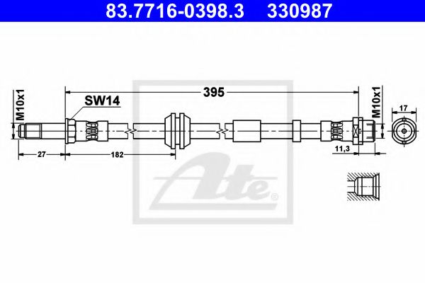 ATE 83.7716-0398.3 Тормозной шланг для VOLVO S40 II (Вольво S40 2) ATE 83.7716-0398.3 Тормозной шланг для VOLVO S40 II (Вольво S40 2)