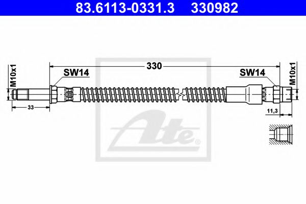 ATE 83.6113-0331.3 Тормозной шланг для VOLVO C70 I (Вольво C70 и) ATE 83.6113-0331.3 Тормозной шланг для VOLVO C70 I (Вольво C70 и)