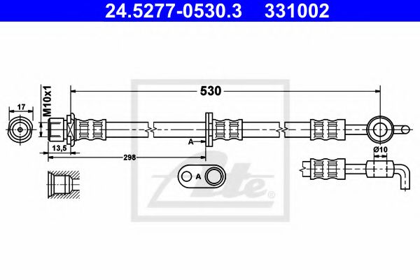 ATE 24.5277-0530.3 Тормозной шланг для TOYOTA YARIS VERSO (Тойота/тоета Ярис версо) ATE 24.5277-0530.3 Тормозной шланг для TOYOTA YARIS VERSO (Тойота/тоета Ярис версо)
