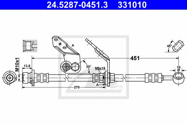ATE 24.5287-0451.3 Тормозной шланг для HONDA ACCORD VII (Хонда Аккорд 7) ATE 24.5287-0451.3 Тормозной шланг для HONDA ACCORD VII (Хонда Аккорд 7)
