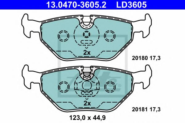ATE 13.0470-3605.2 Тормозные колодки для BMW (Бмв) ATE 13.0470-3605.2 Тормозные колодки для BMW (Бмв)