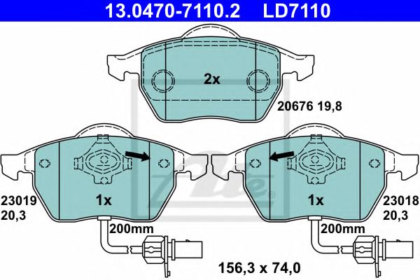 ATE 13.0470-7110.2 Тормозные колодки для VOLKSWAGEN (Фольксваген) ATE 13.0470-7110.2 Тормозные колодки для VOLKSWAGEN (Фольксваген)