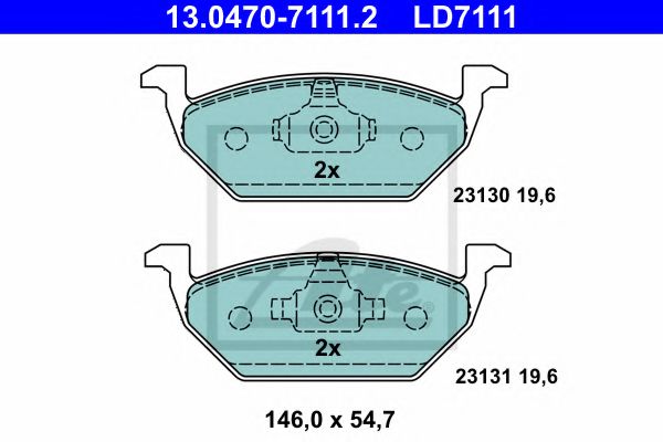 ATE 13.0470-7111.2 Тормозные колодки для VOLKSWAGEN (Фольксваген) ATE 13.0470-7111.2 Тормозные колодки для VOLKSWAGEN (Фольксваген)
