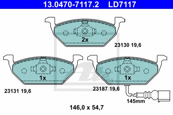 ATE 13.0470-7117.2 Тормозные колодки для SEAT ALTEA (Сеат Алтэа) ATE 13.0470-7117.2 Тормозные колодки для SEAT ALTEA (Сеат Алтэа)