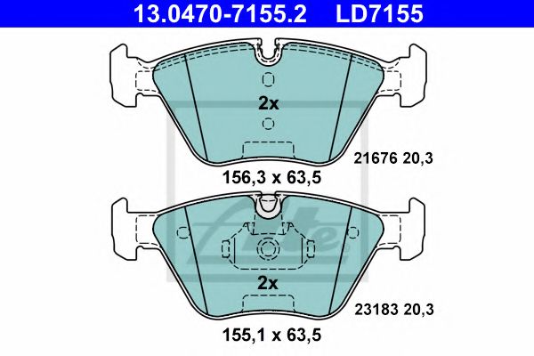 ATE 13.0470-7155.2 Тормозные колодки для BMW (Бмв) ATE 13.0470-7155.2 Тормозные колодки для BMW (Бмв)