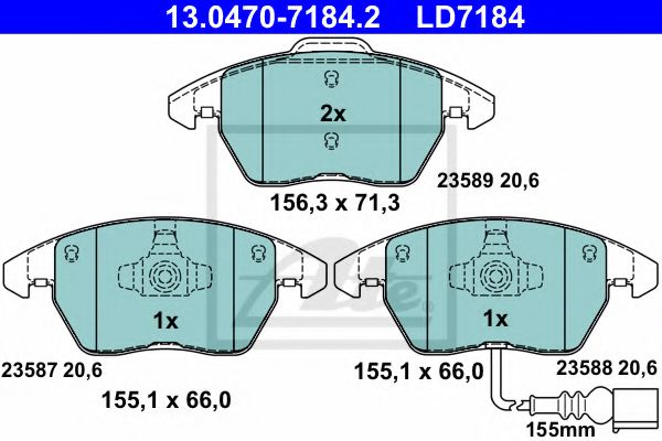 ATE 13.0470-7184.2 Тормозные колодки для SEAT ALTEA (Сеат Алтэа) ATE 13.0470-7184.2 Тормозные колодки для SEAT ALTEA (Сеат Алтэа)