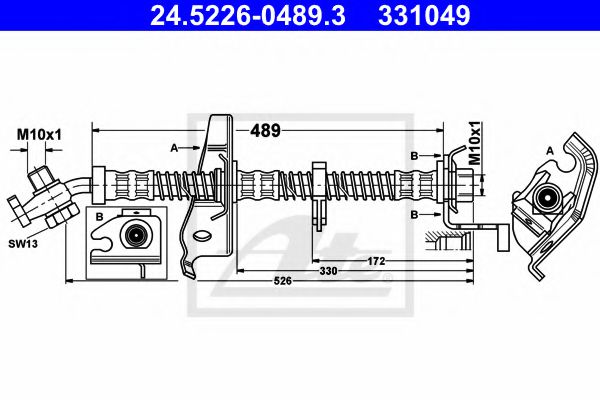 ATE 24.5226-0489.3 Тормозной шланг для LAND ROVER DISCOVERY II (Ленд ровер/лэнд ровер Дискавери 2) ATE 24.5226-0489.3 Тормозной шланг для LAND ROVER DISCOVERY II (Ленд ровер/лэнд ровер Дискавери 2)