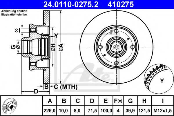ATE 24.0110-0275.2 Тормозной диск для SEAT TOLEDO (Сеат Толэдо) ATE 24.0110-0275.2 Тормозной диск для SEAT TOLEDO (Сеат Толэдо)