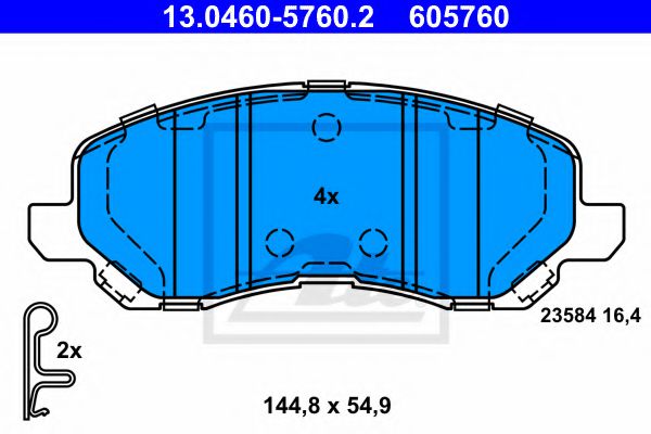 ATE 13.0460-5760.2 Тормозные колодки для MITSUBISHI LANCER (Митсубиши/митсубиси Ланcэр) ATE 13.0460-5760.2 Тормозные колодки для MITSUBISHI LANCER (Митсубиши/митсубиси Ланcэр)