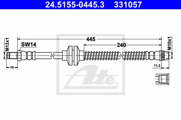 ATE 24.5155-0445.3 Тормозной шланг для RENAULT MEGANE II ER (Рено Меган 2 ер) ATE 24.5155-0445.3 Тормозной шланг для RENAULT MEGANE II ER (Рено Меган 2 ер)