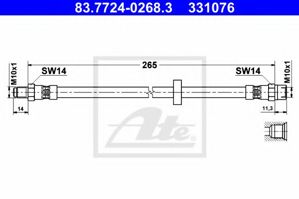 ATE 83.7724-0268.3 Тормозной шланг для VOLVO S80 I (Вольво S80 1) ATE 83.7724-0268.3 Тормозной шланг для VOLVO S80 I (Вольво S80 1)
