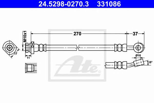 ATE 24.5298-0270.3 Тормозной шланг для KIA CEED SW (Киа Сид св) ATE 24.5298-0270.3 Тормозной шланг для KIA CEED SW (Киа Сид св)