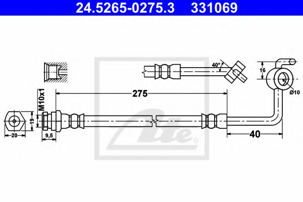 ATE 24.5265-0275.3 Тормозной шланг для MAZDA MIATA II (Мазда Миата 2) ATE 24.5265-0275.3 Тормозной шланг для MAZDA MIATA II (Мазда Миата 2)