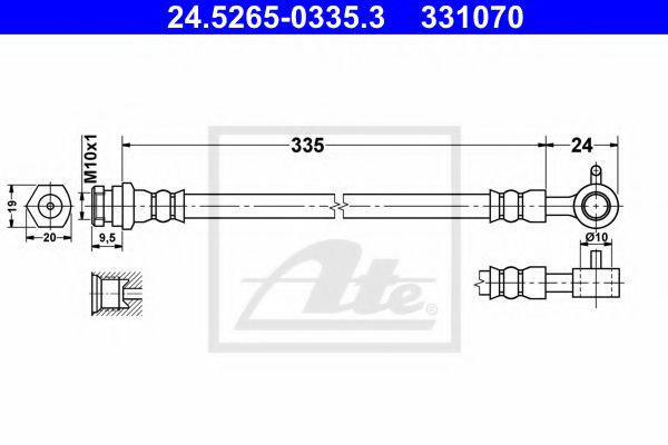 ATE 24.5265-0335.3 Тормозной шланг для MAZDA MIATA II (Мазда Миата 2) ATE 24.5265-0335.3 Тормозной шланг для MAZDA MIATA II (Мазда Миата 2)