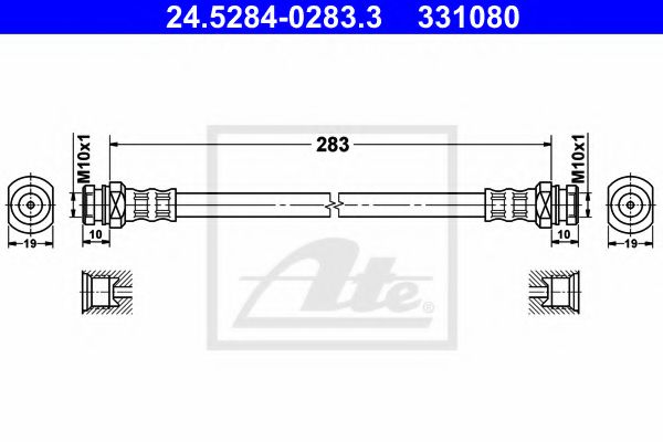 ATE 24.5284-0283.3 Тормозной шланг для SUBARU JUSTY III (Субару Жустъ 3) ATE 24.5284-0283.3 Тормозной шланг для SUBARU JUSTY III (Субару Жустъ 3)