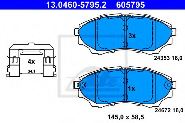 ATE 13.0460-5795.2 Тормозные колодки для MAZDA PROCEED/DRIFTER (Мазда Просид/дрифтэр) ATE 13.0460-5795.2 Тормозные колодки для MAZDA PROCEED/DRIFTER (Мазда Просид/дрифтэр)