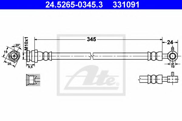 ATE 24.5265-0345.3 Тормозной шланг для MAZDA MIATA II (Мазда Миата 2) ATE 24.5265-0345.3 Тормозной шланг для MAZDA MIATA II (Мазда Миата 2)