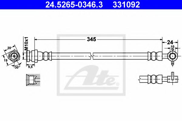 ATE 24.5265-0346.3 Тормозной шланг для MAZDA MIATA II (Мазда Миата 2) ATE 24.5265-0346.3 Тормозной шланг для MAZDA MIATA II (Мазда Миата 2)