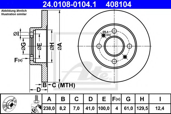 ATE 24.0108-0104.1 Тормозной диск для RENAULT SUPER 5 (Рено Супэр 5) ATE 24.0108-0104.1 Тормозной диск для RENAULT SUPER 5 (Рено Супэр 5)