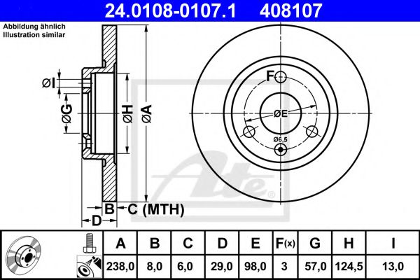 ATE 24.0108-0107.1 Тормозной диск для PEUGEOT 106 II (Пежо 106 2) ATE 24.0108-0107.1 Тормозной диск для PEUGEOT 106 II (Пежо 106 2)