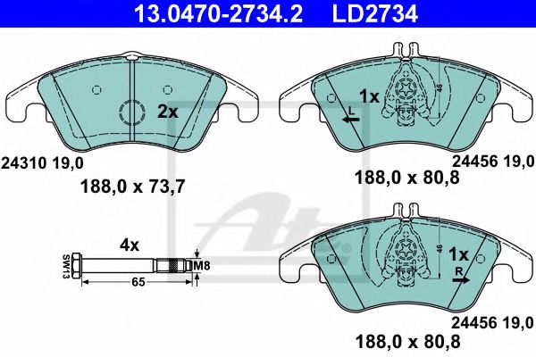 ATE 13.0470-2734.2 Тормозные колодки для MERCEDES-BENZ SLK (Мэрcэдэс-бэнз Слк) ATE 13.0470-2734.2 Тормозные колодки для MERCEDES-BENZ SLK (Мэрcэдэс-бэнз Слк)