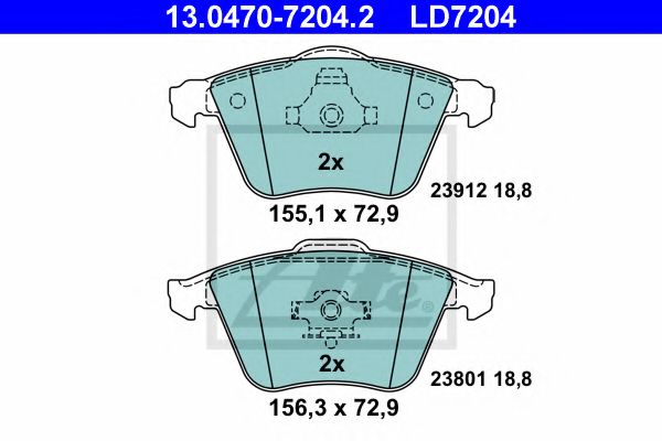 ATE 13.0470-7204.2 Тормозные колодки для VOLVO V50 (Вольво V50) ATE 13.0470-7204.2 Тормозные колодки для VOLVO V50 (Вольво V50)