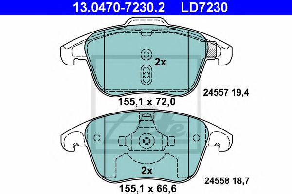 ATE 13.0470-7230.2 Тормозные колодки для CITROËN C4 PICASSO I (CитроËн С4 пикассо 1) ATE 13.0470-7230.2 Тормозные колодки для CITROËN C4 PICASSO I (CитроËн С4 пикассо 1)