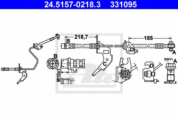 ATE 24.5157-0218.3 Тормозной шланг для OPEL MERIVA B (Опель Мерива б) ATE 24.5157-0218.3 Тормозной шланг для OPEL MERIVA B (Опель Мерива б)