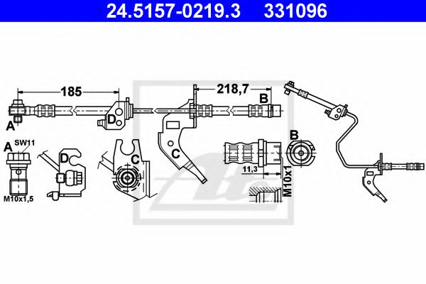 ATE 24.5157-0219.3 Тормозной шланг для OPEL MERIVA B (Опель Мерива б) ATE 24.5157-0219.3 Тормозной шланг для OPEL MERIVA B (Опель Мерива б)