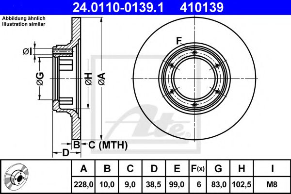 ATE 24.0110-0139.1 Тормозной диск для RENAULT LE CAR (Рено Лэ cар) ATE 24.0110-0139.1 Тормозной диск для RENAULT LE CAR (Рено Лэ cар)
