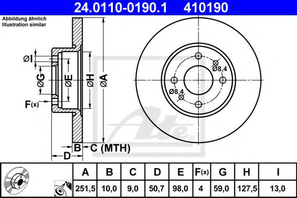 ATE 24.0110-0190.1 Тормозной диск для LANCIA DELTA III (Лансиа/лянча Дэлта 3) ATE 24.0110-0190.1 Тормозной диск для LANCIA DELTA III (Лансиа/лянча Дэлта 3)