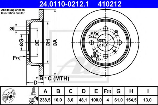 ATE 24.0110-0212.1 Тормозной диск для ROVER 400 (Ровер 400) ATE 24.0110-0212.1 Тормозной диск для ROVER 400 (Ровер 400)