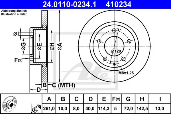ATE 24.0110-0234.1 Тормозной диск для MAZDA 626 IV (Мазда 626 4) ATE 24.0110-0234.1 Тормозной диск для MAZDA 626 IV (Мазда 626 4)