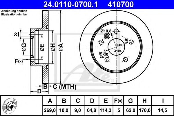 ATE 24.0110-0700.1 Тормозной диск для TOYOTA SCEPTER (Тойота/тоета Сcэптэр) ATE 24.0110-0700.1 Тормозной диск для TOYOTA SCEPTER (Тойота/тоета Сcэптэр)