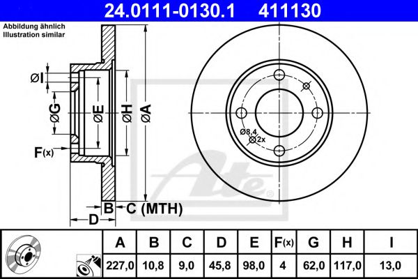 ATE 24.0111-0130.1 Тормозной диск для FIAT STRADA II (Фиат Страда 2) ATE 24.0111-0130.1 Тормозной диск для FIAT STRADA II (Фиат Страда 2)