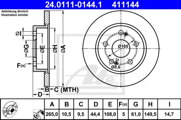 ATE 24.0111-0144.1 Тормозной диск для RENAULT SAFRANE (Рено Сафранэ) ATE 24.0111-0144.1 Тормозной диск для RENAULT SAFRANE (Рено Сафранэ)