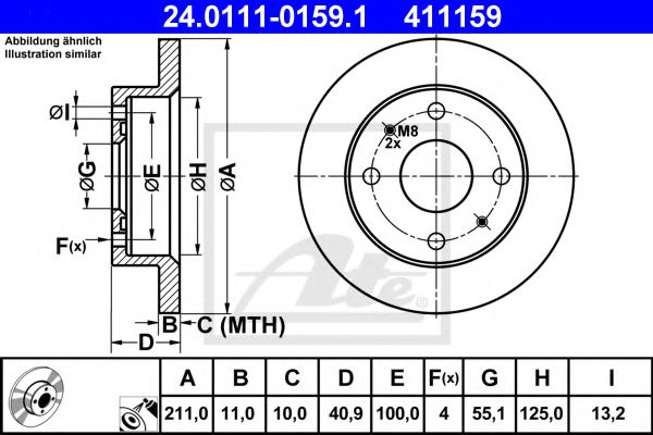ATE 24.0111-0159.1 Тормозной диск для DAIHATSU MIRA VII (Дайхатсу Мира v2) ATE 24.0111-0159.1 Тормозной диск для DAIHATSU MIRA VII (Дайхатсу Мира v2)